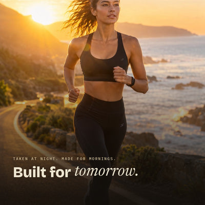 A runner at sunrise. Downshift is taken at night and made for mornings.